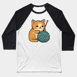 Cute Sleepy Little Kitty Cat Knitten Kitten Baseball T-Shirt
